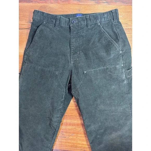 Gap Mens Corduroy Carpenter Pants in Mistletoe Green Double Knee Size 31x32 - Picture 10 of 14